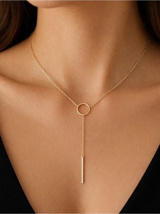 necklace Jewelry - Gold Y Lariat Necklace Minimalist Circle Drop Pendant Dainty Layered